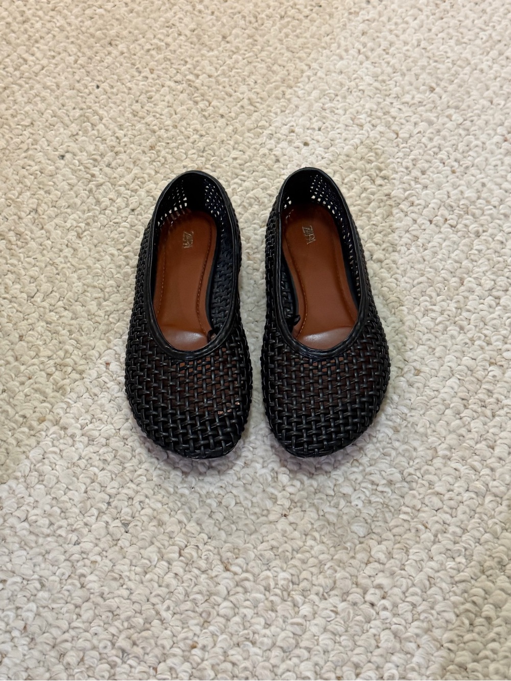 Zara Black Woven Ballet Flats
